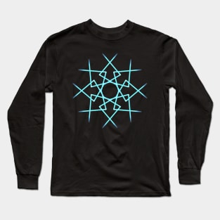 Modern neon blue geometric design Long Sleeve T-Shirt